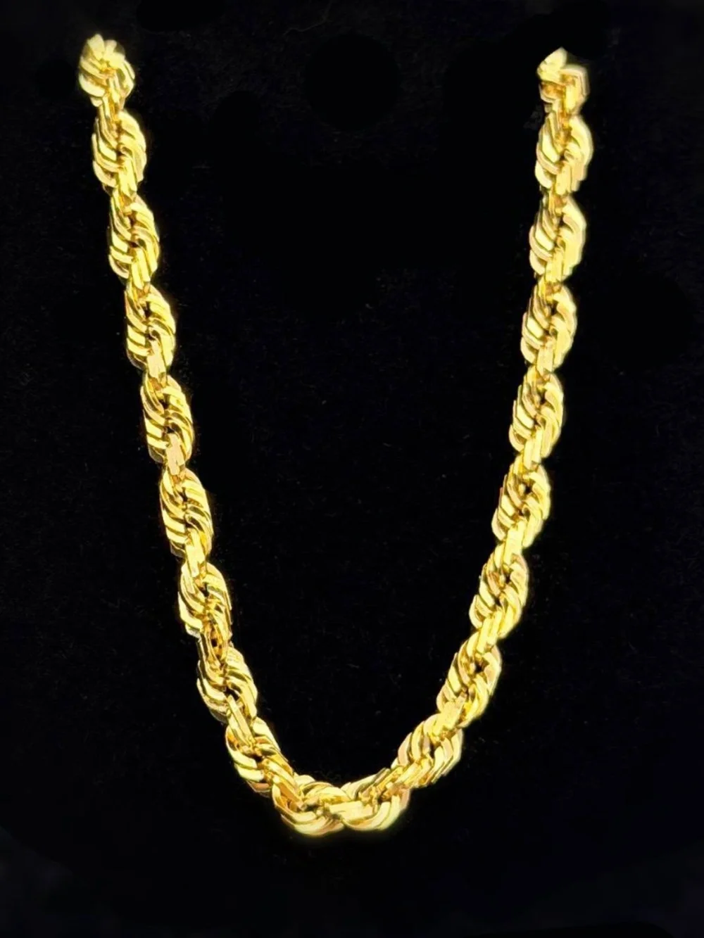 10k Solid Yellow Gold Rope Chain Unisex Necklace 24” 4mm